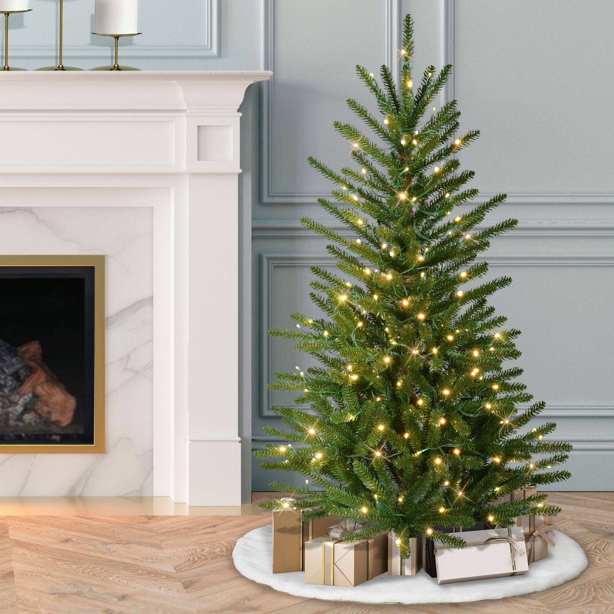 4.5ft. Pre-Lit Mountain View Spruce Artificial Christmas Tree, Warm White LED Lights